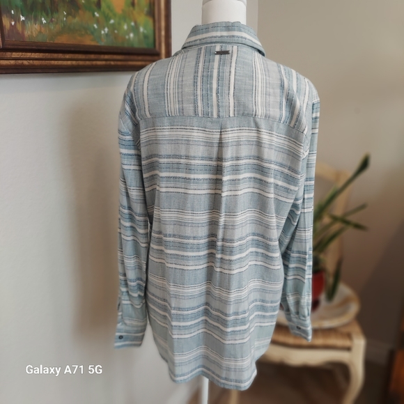 ๐ FINAL PRICE DROP Billabong Easy Movin Button Up Shirt Blue Woven Sz S - Picture 5 of 14